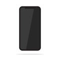 Black mobile cell phone isolated on white background vector illustration. Smartphone flat design version Royalty Free Stock Photo